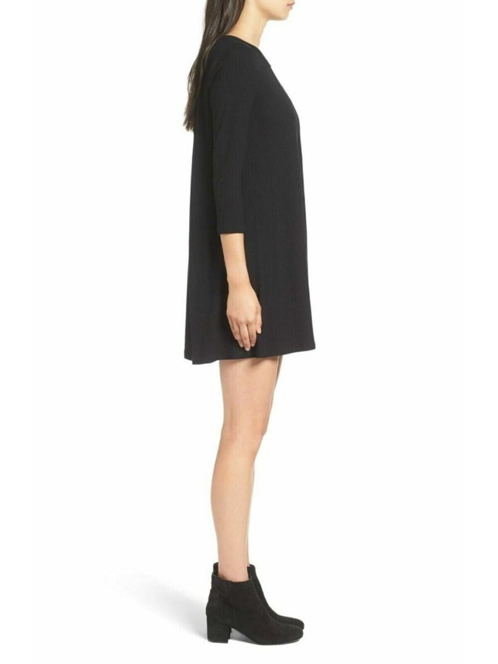 Lush Leah Shift Dress Small Black Paisley Pleated 3/4 Sleeve - Picture 9 of 12